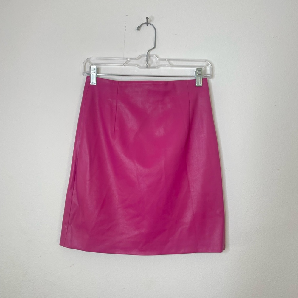 Porridge Faux Leather Mini Skirt on Hot Pink
